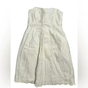 Lilly Pulitzer Womens White Eyelet Cotton Betsey Strapless Dress Sz 2